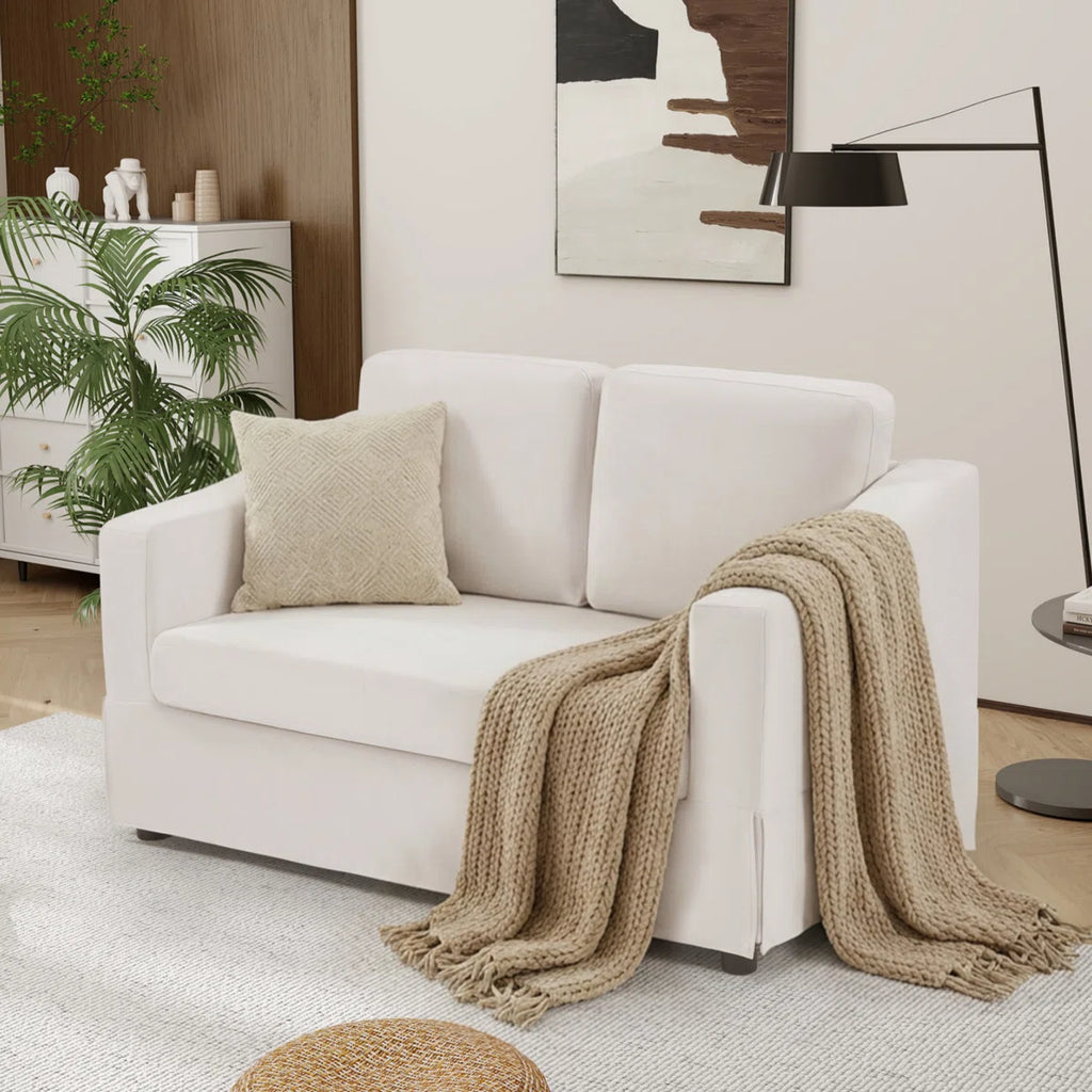 57.08" W Modern Chenille Upholstered 2-Seat Loveseat Sofa For Living Room & Small Apartments