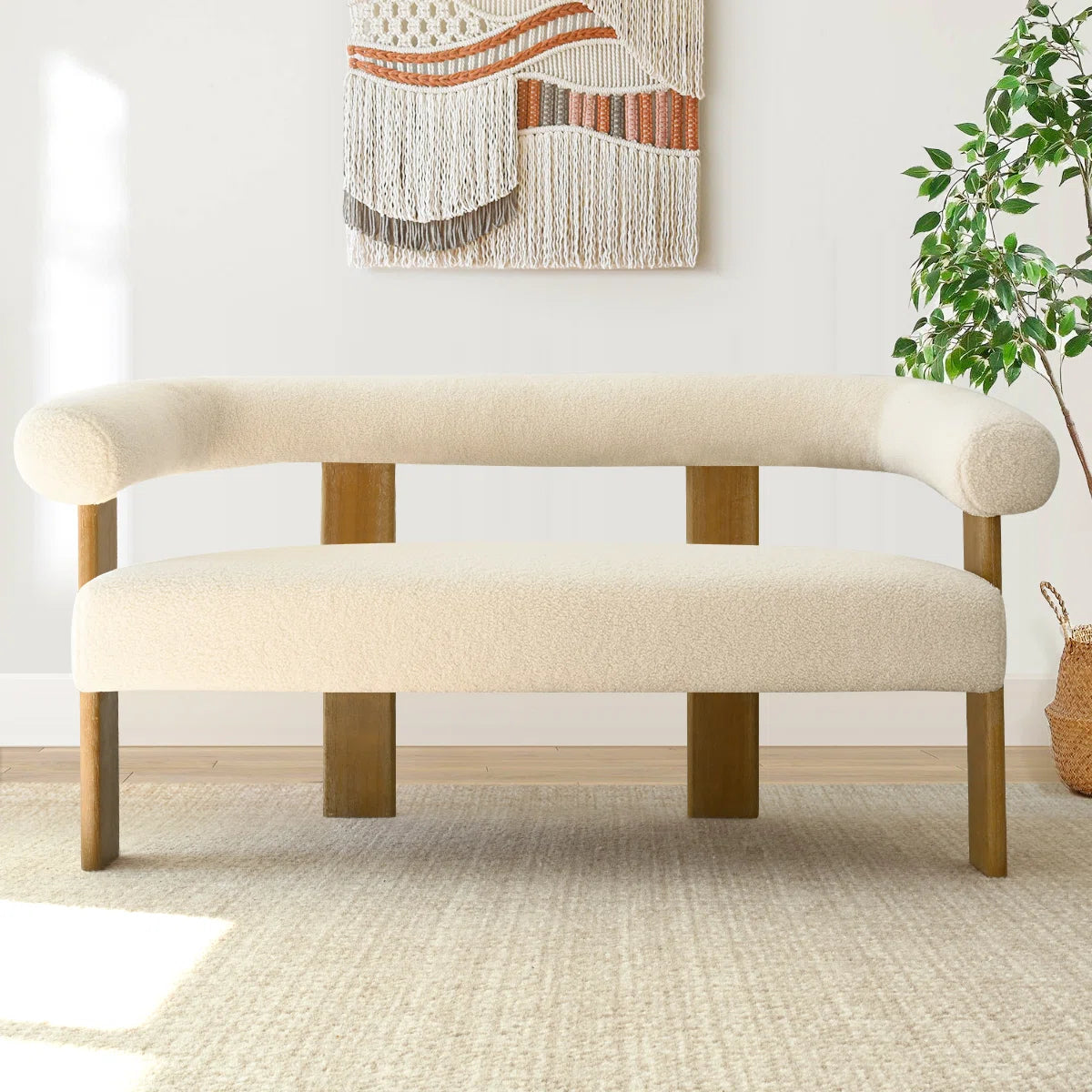 Petruna 54'' Upholstered Solid Wood Round Armrest Loveseat