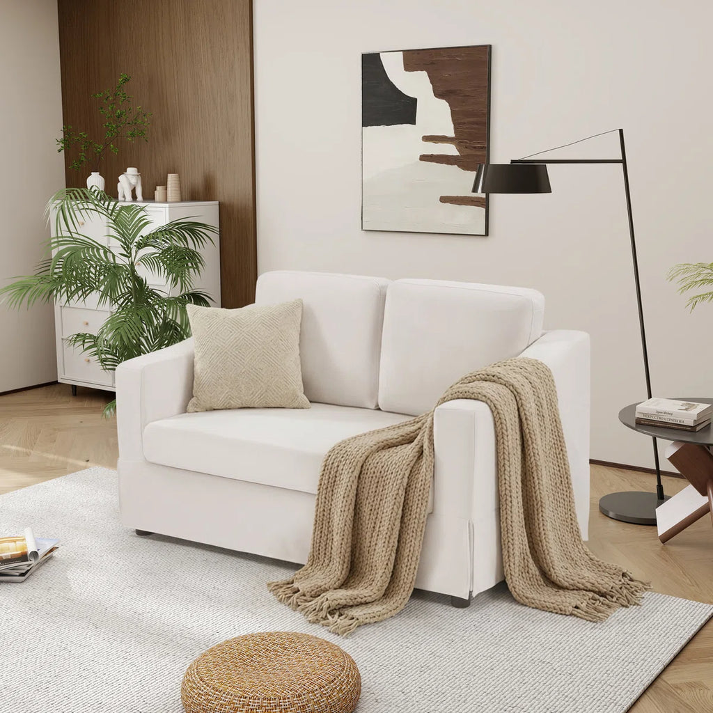 57.08" W Modern Chenille Upholstered 2-Seat Loveseat Sofa For Living Room & Small Apartments