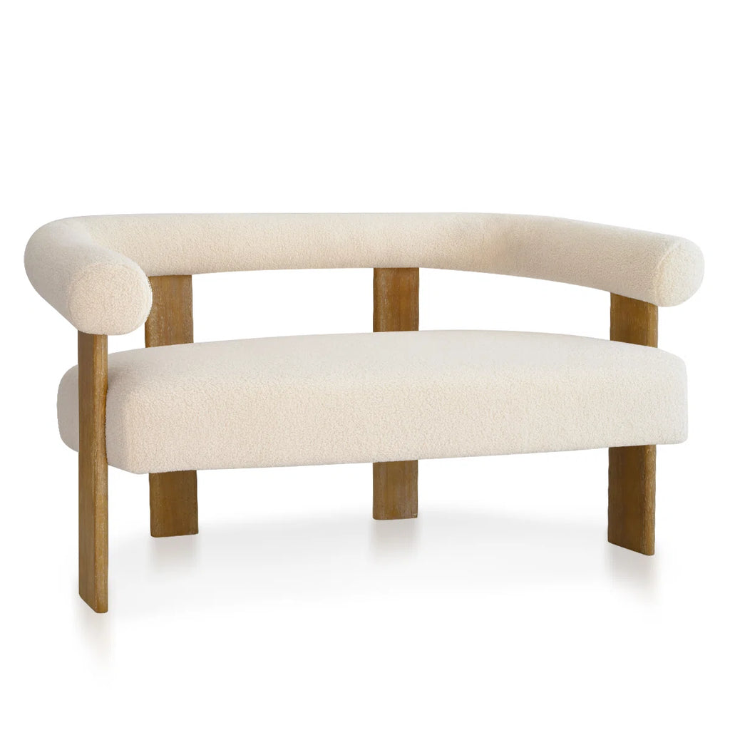 Petruna 54'' Upholstered Solid Wood Round Armrest Loveseat