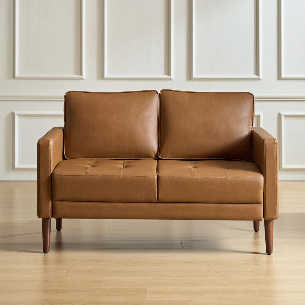 Altieri 53"W Faux Leather Loveseats Sofa with Movable Backrest Cushions