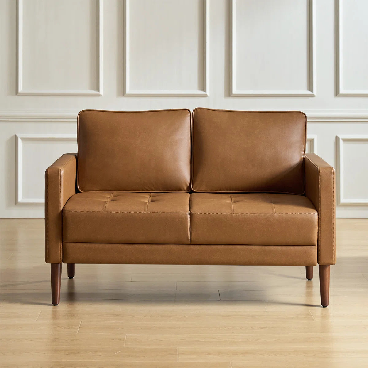 Altieri 53"W Faux Leather Loveseats Sofa with Movable Backrest Cushions