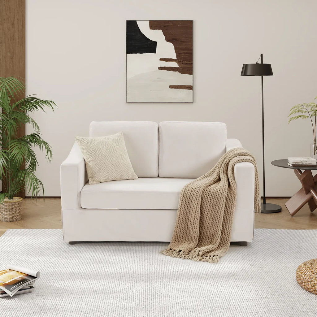57.08" W Modern Chenille Upholstered 2-Seat Loveseat Sofa For Living Room & Small Apartments
