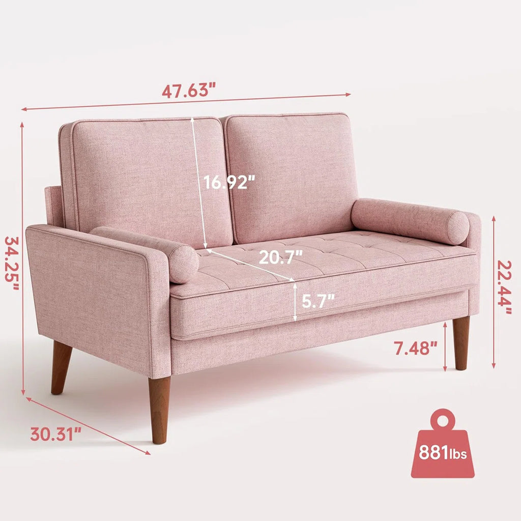 Loveseat Sofa,48" Small Sofa Couch Mid Century Modern Couch for Small Spaces,Bedroom and Living Room