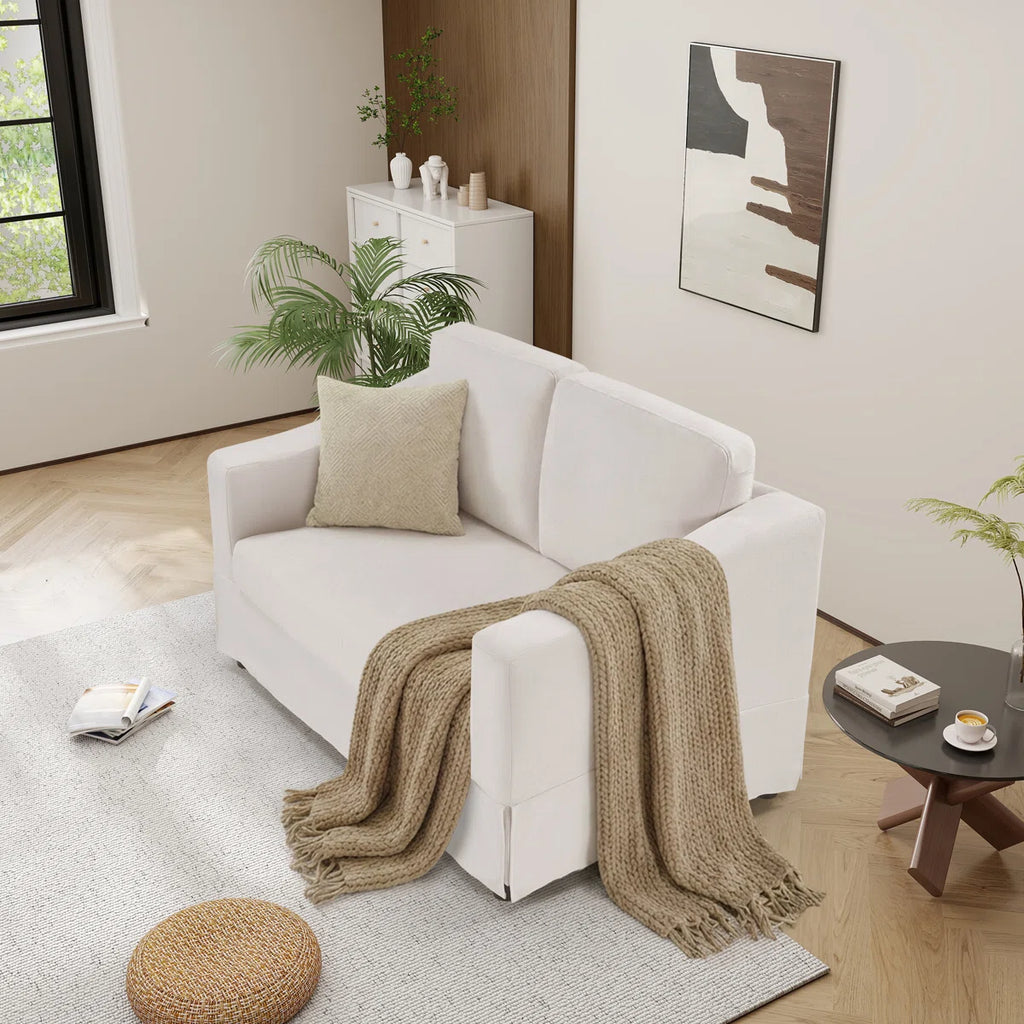 57.08" W Modern Chenille Upholstered 2-Seat Loveseat Sofa For Living Room & Small Apartments