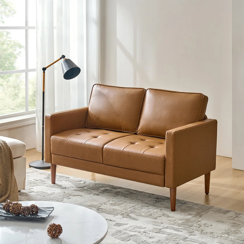 Altieri 53"W Faux Leather Loveseats Sofa with Movable Backrest Cushions