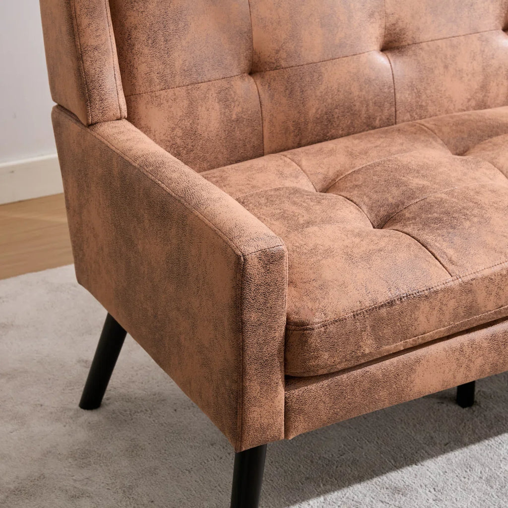 47.24" Wide Tufted Back 2-Seater Accent Chair With High-Density Foam Cushion Premium Linen/Suede Loveseat Sofa For Small Spaces