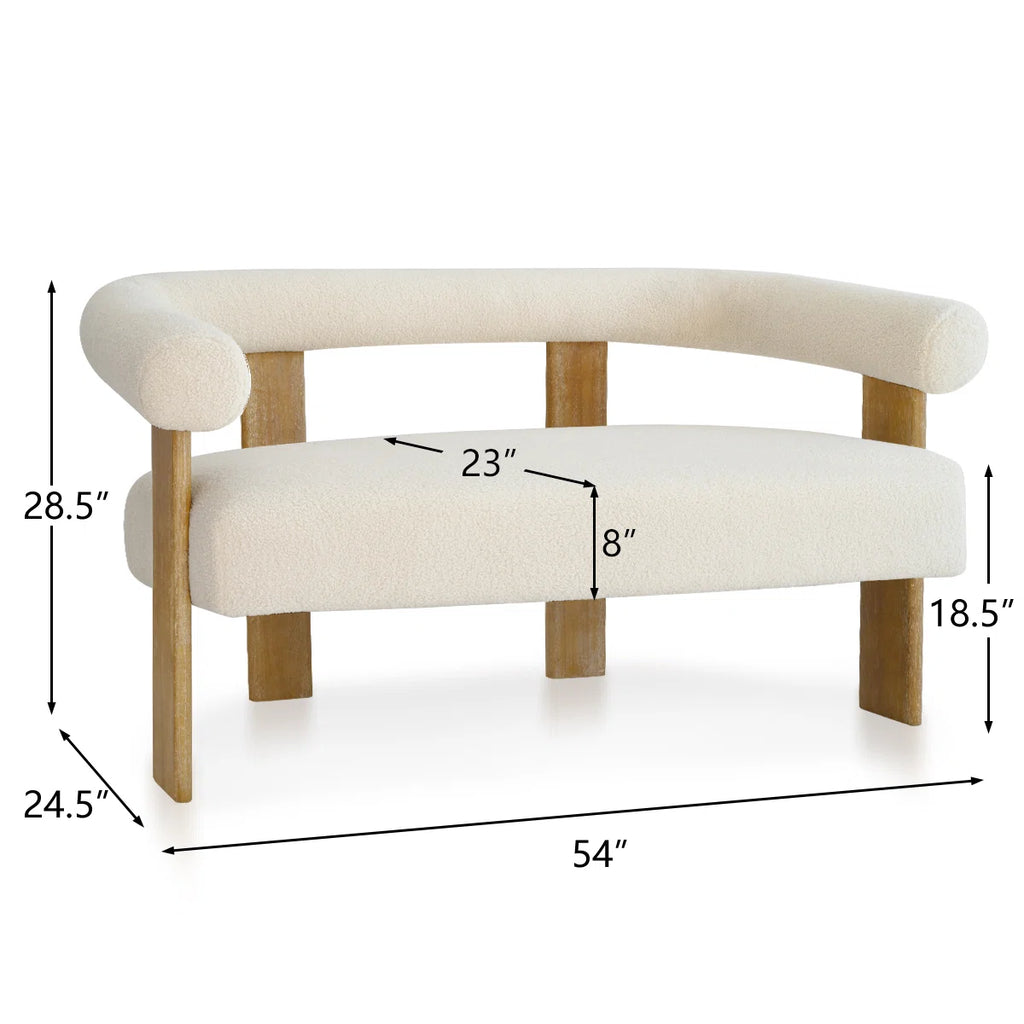 Petruna 54'' Upholstered Solid Wood Round Armrest Loveseat