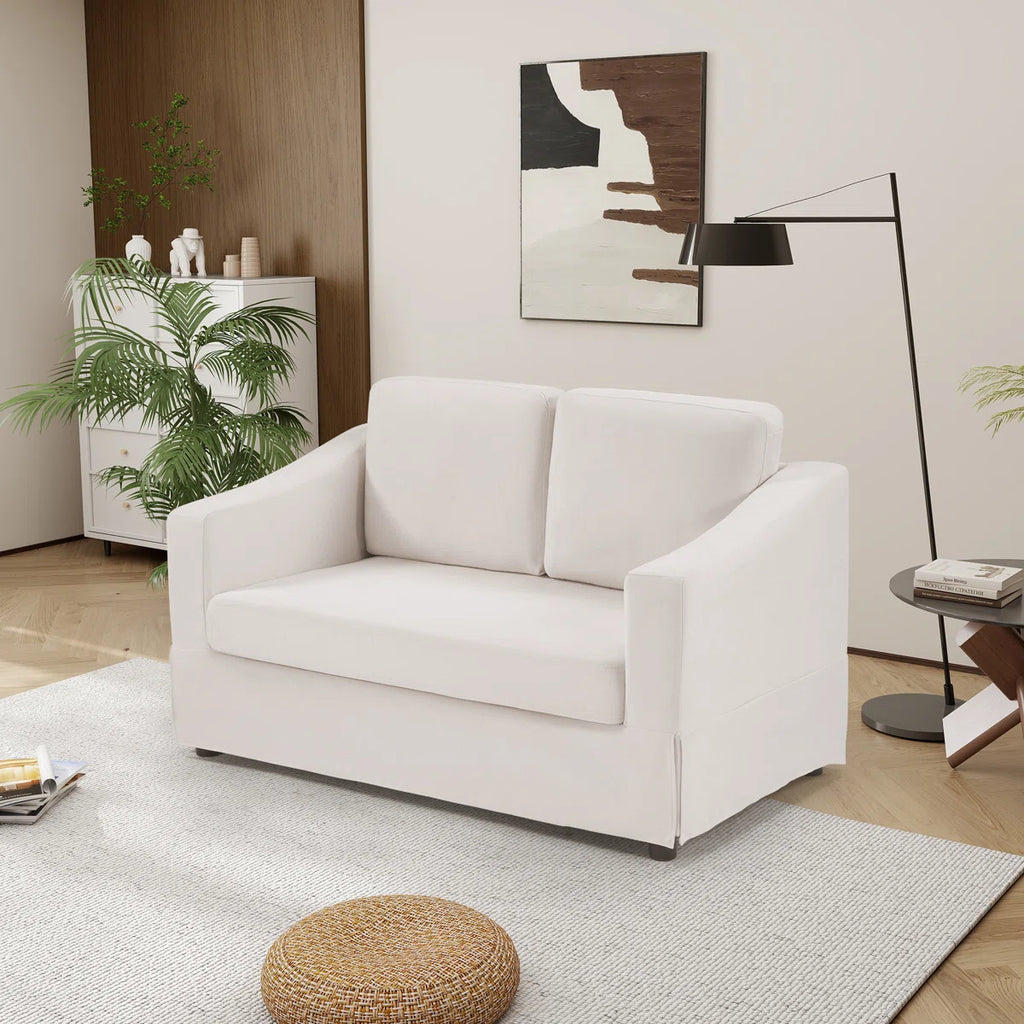 57.08" W Modern Chenille Upholstered 2-Seat Loveseat Sofa For Living Room & Small Apartments
