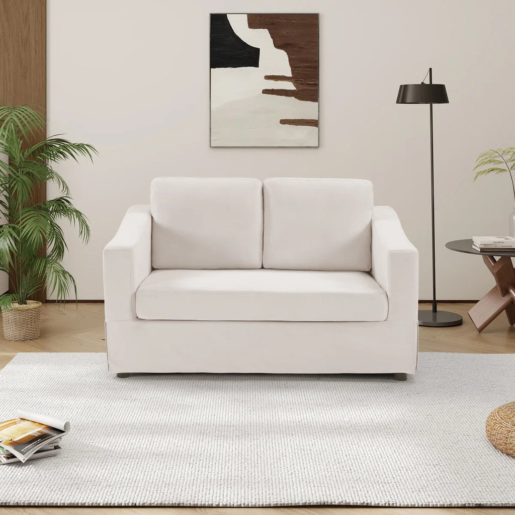 57.08" W Modern Chenille Upholstered 2-Seat Loveseat Sofa For Living Room & Small Apartments