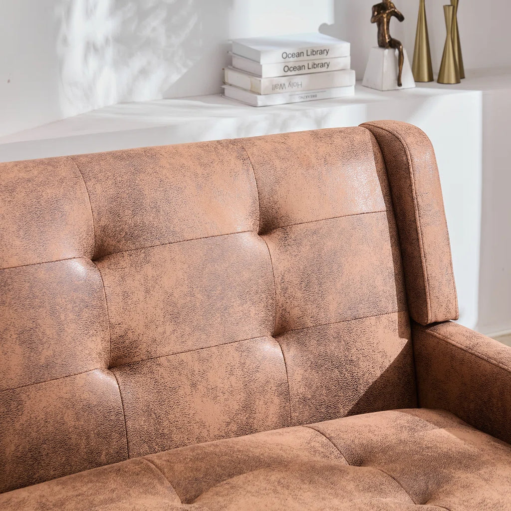 47.24" Wide Tufted Back 2-Seater Accent Chair With High-Density Foam Cushion Premium Linen/Suede Loveseat Sofa For Small Spaces