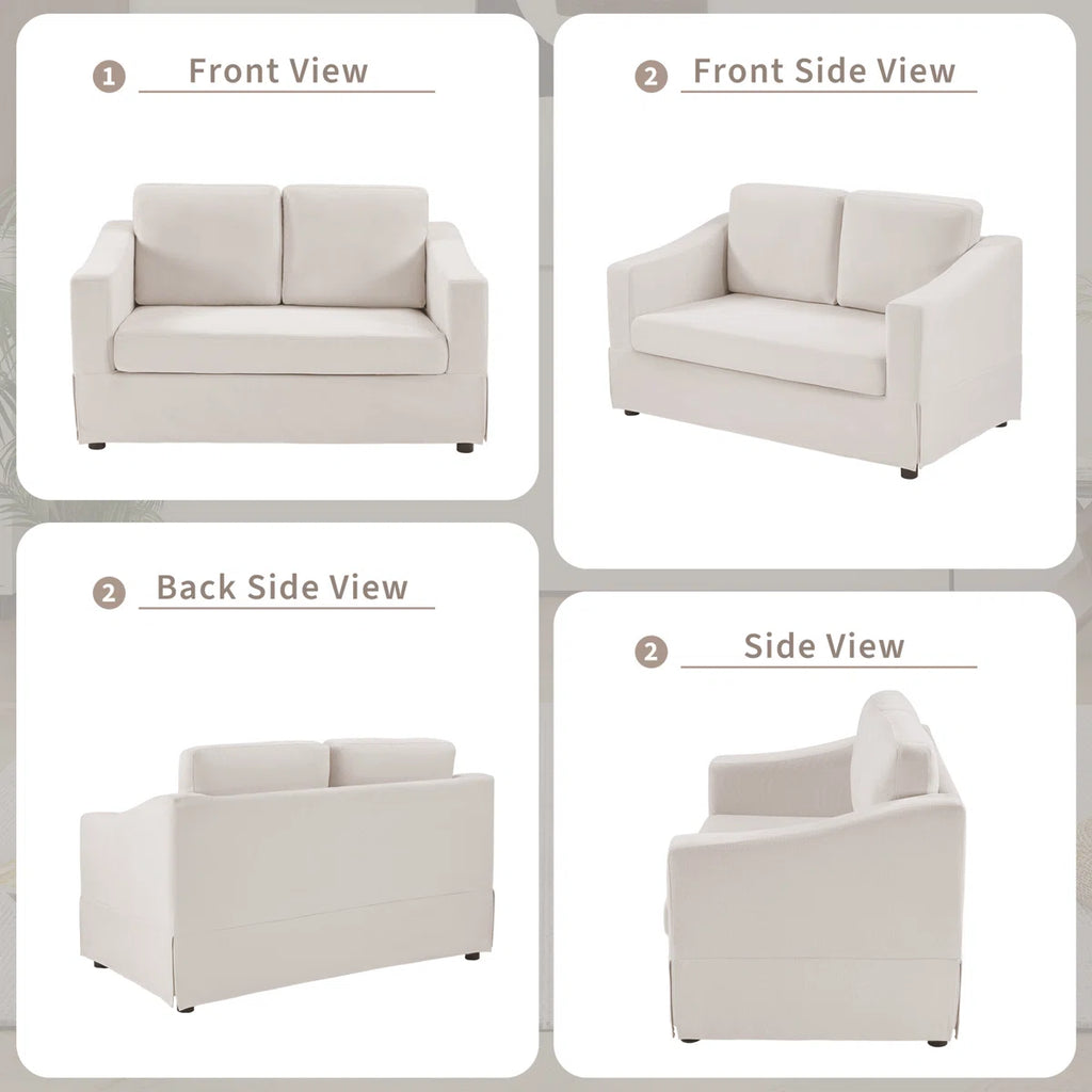 57.08" W Modern Chenille Upholstered 2-Seat Loveseat Sofa For Living Room & Small Apartments