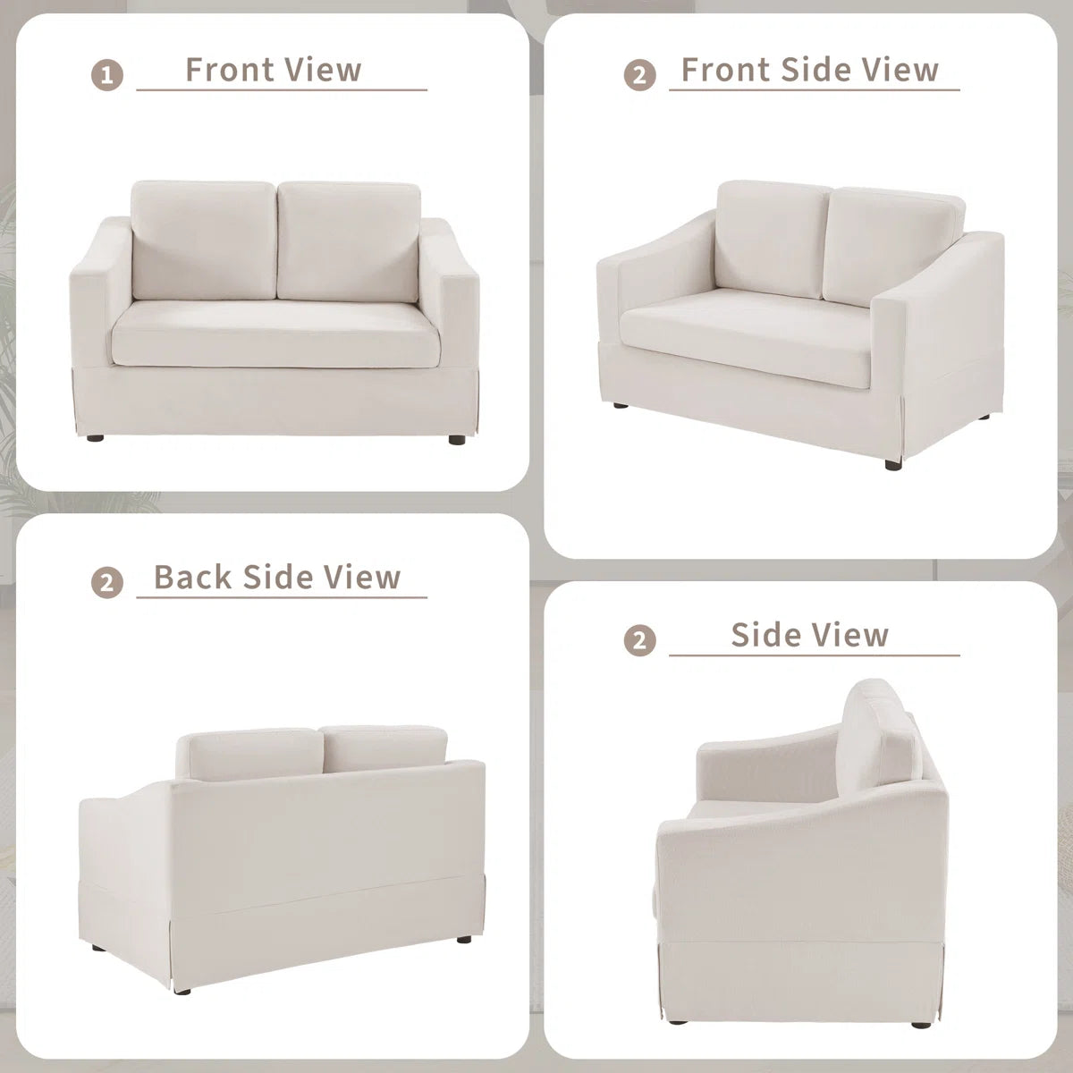 57.08" W Modern Chenille Upholstered 2-Seat Loveseat Sofa For Living Room & Small Apartments