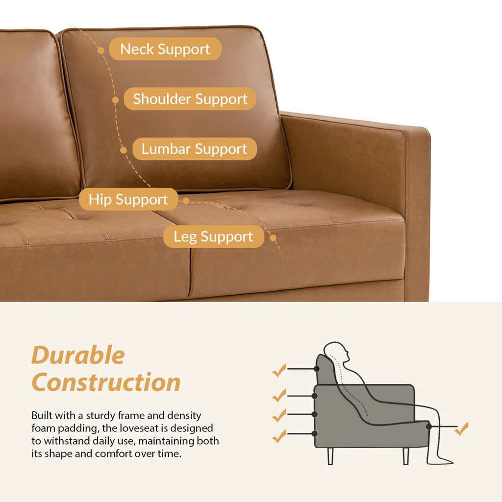 Altieri 53"W Faux Leather Loveseats Sofa with Movable Backrest Cushions