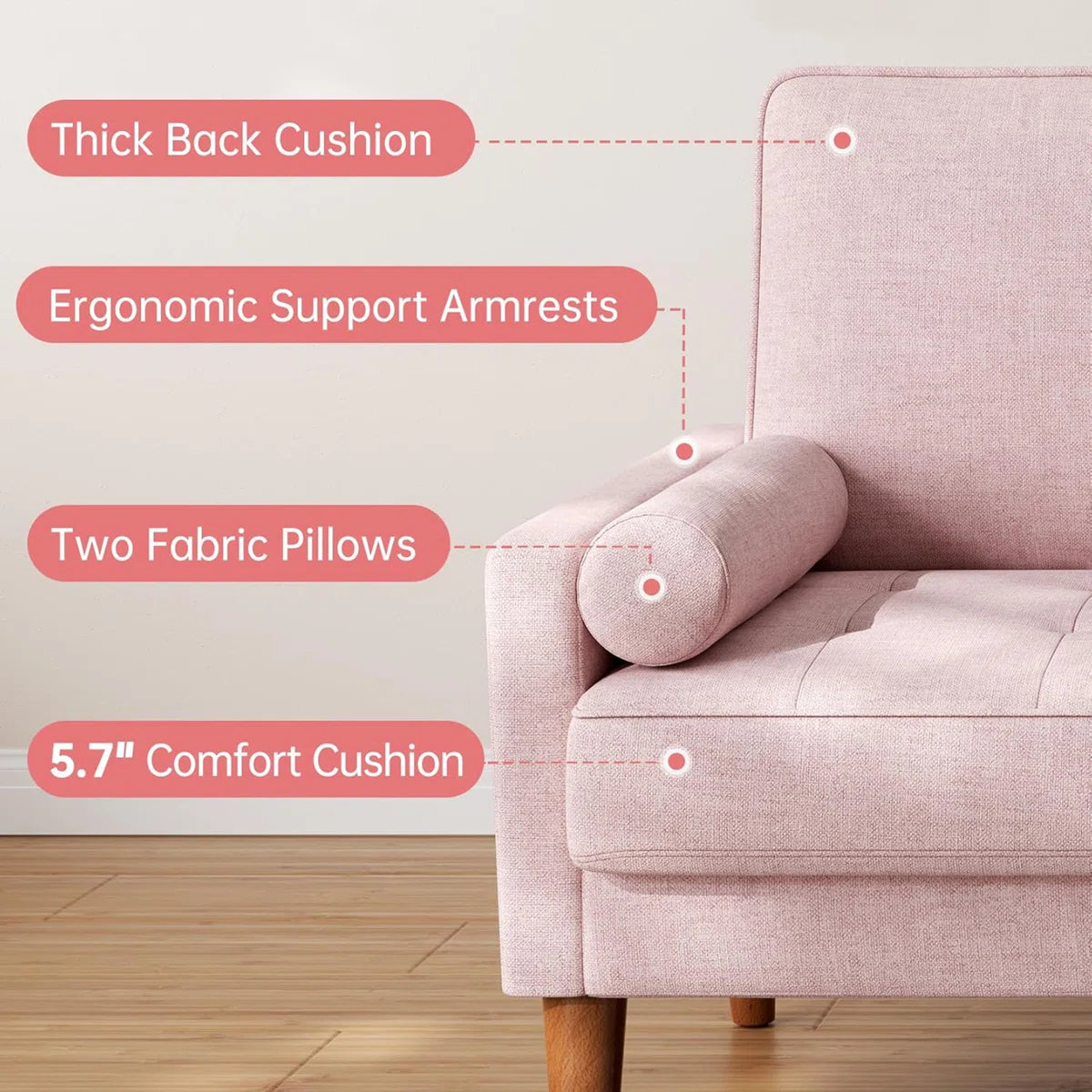 Loveseat Sofa,48" Small Sofa Couch Mid Century Modern Couch for Small Spaces,Bedroom and Living Room