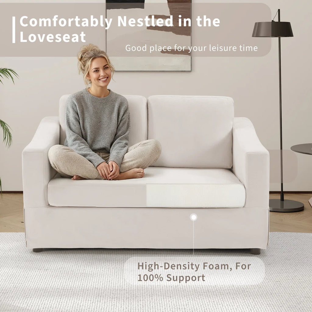 57.08" W Modern Chenille Upholstered 2-Seat Loveseat Sofa For Living Room & Small Apartments